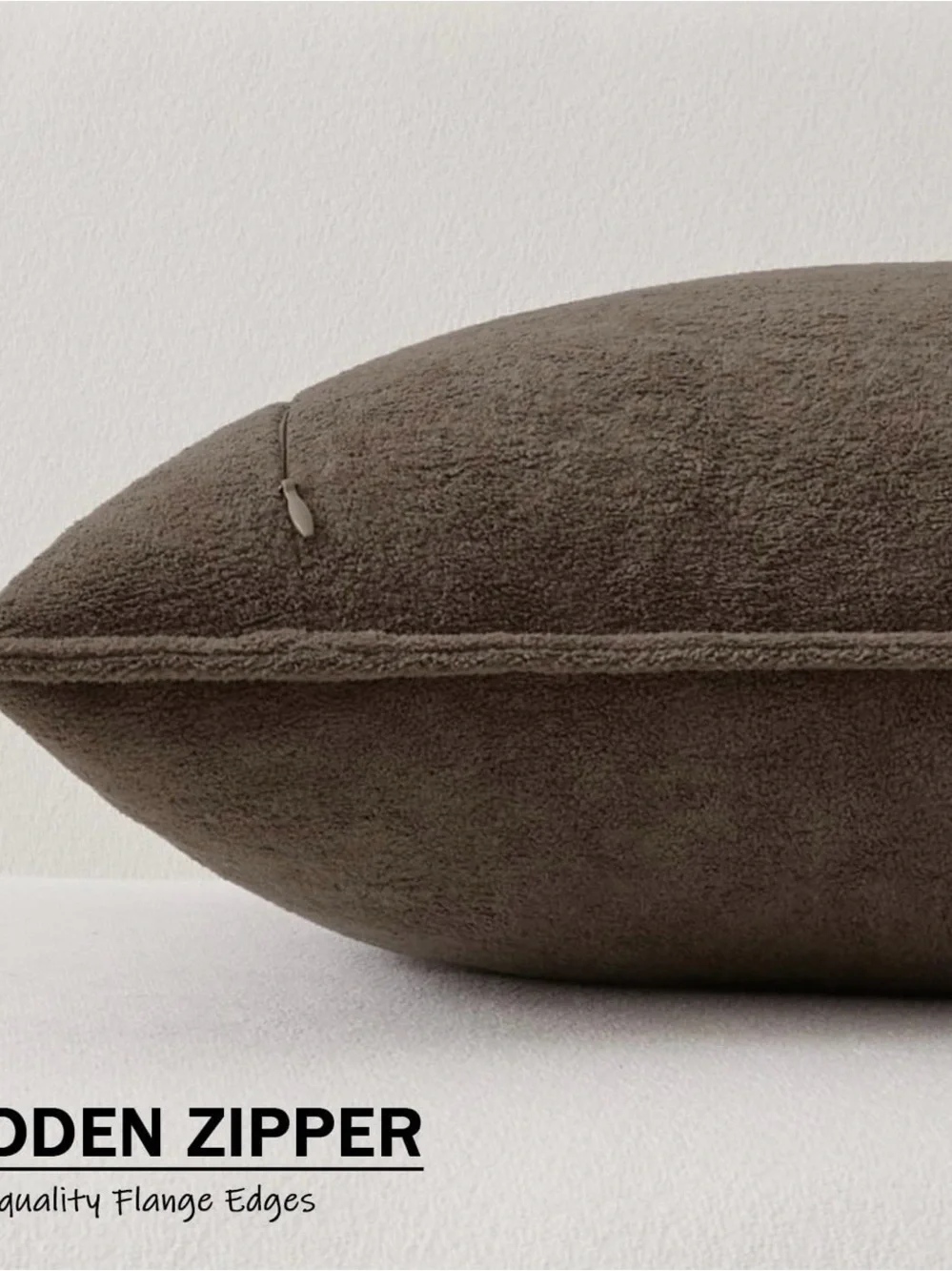 Soft Plush Decorative Lumbar Pillow Cover  in Coco Brown